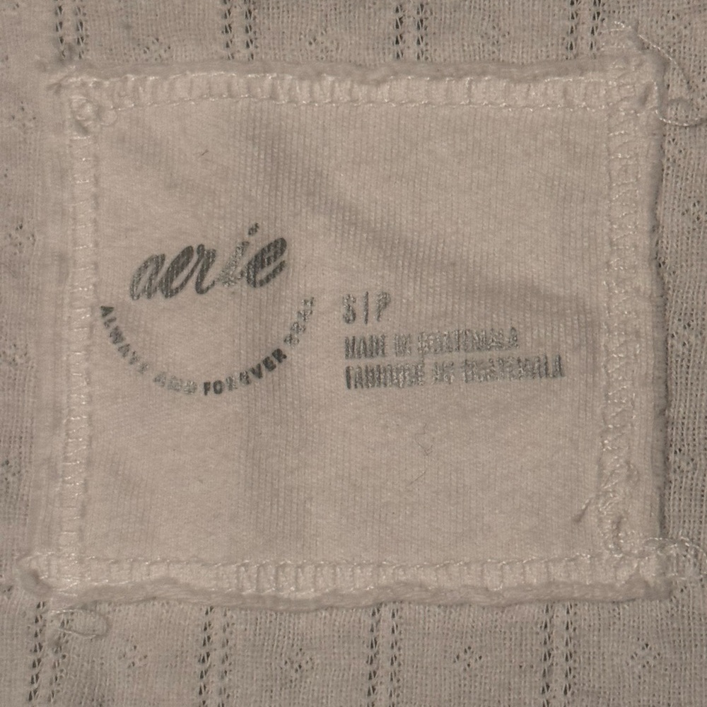 Aerie Sneak Peek Babydoll Short Sleeve Blouse Shirt Women's Small White Boho - Picture 5 of 13